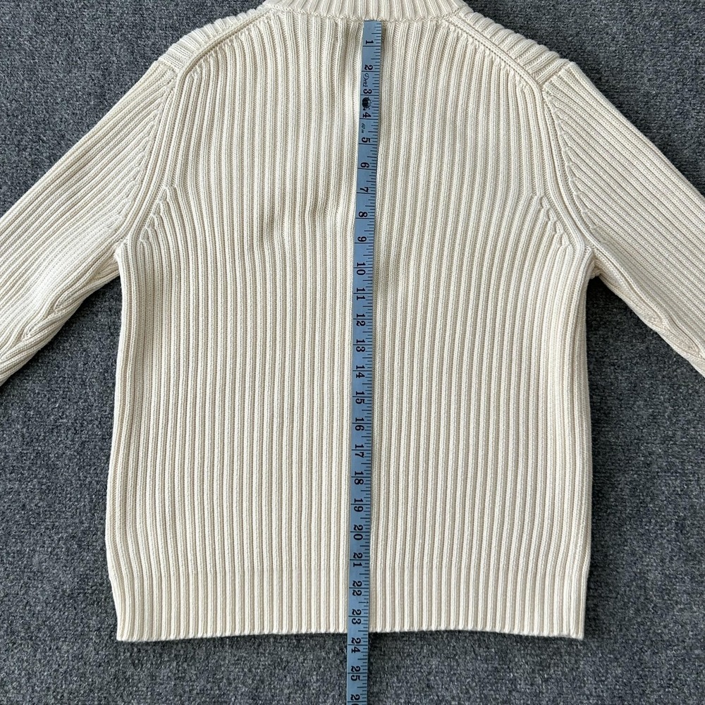 Lands End Sweater Youth 10-12 White Cable Knit Full Zip Mock Japan Vintage Kids - Picture 9 of 10